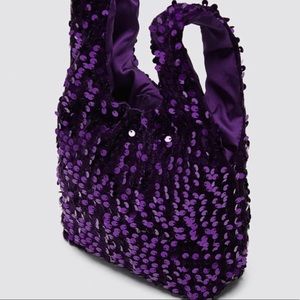 ZARA Purple Sequin Hand Bag